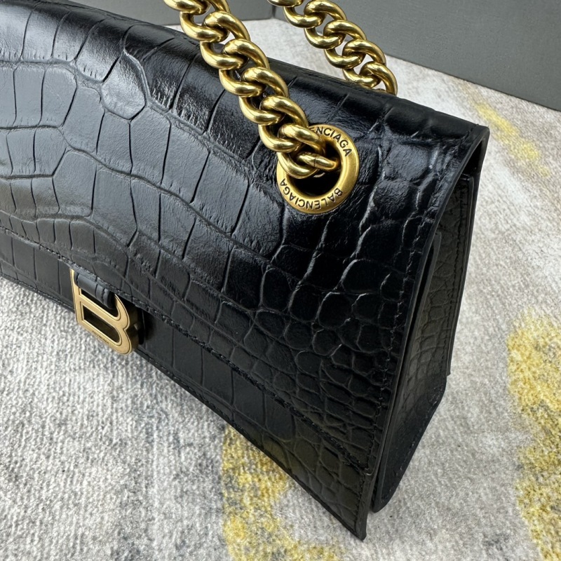 BALENCIAGA LECRUSH Small Crocodile Embossed Chain Bag
