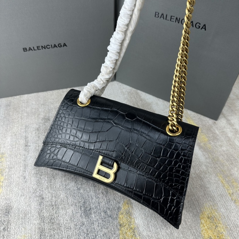 BALENCIAGA LECRUSH Small Crocodile Embossed Chain Bag