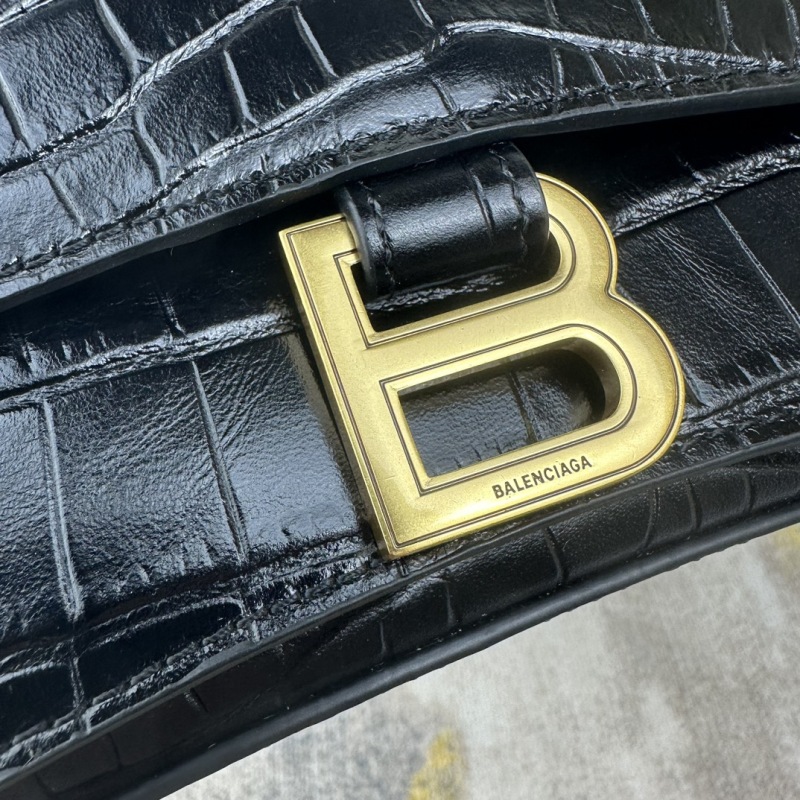 BALENCIAGA LECRUSH Small Crocodile Embossed Chain Bag