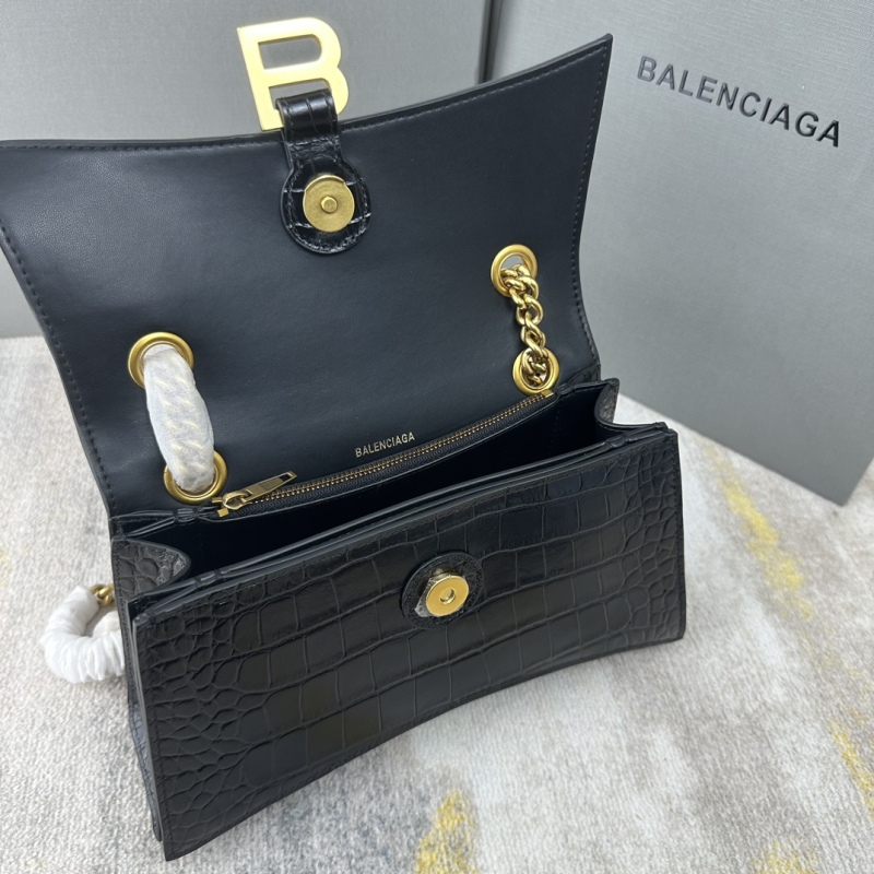 BALENCIAGA LECRUSH Small Crocodile Embossed Chain Bag