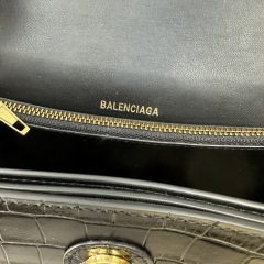 BALENCIAGA LECRUSH Small Crocodile Embossed Chain Bag