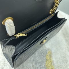 BALENCIAGA LECRUSH Small Crocodile Embossed Chain Bag