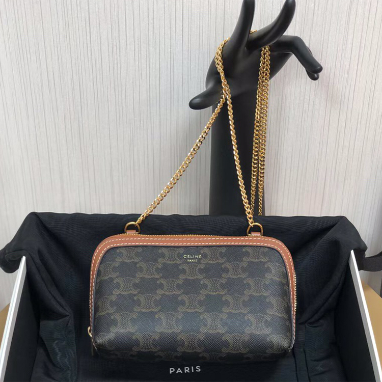 CELINE Logo printed chain handbag