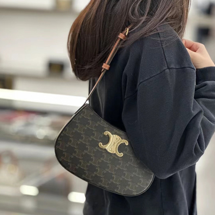 CELINE TILLY medium logo printed cow leather handbag