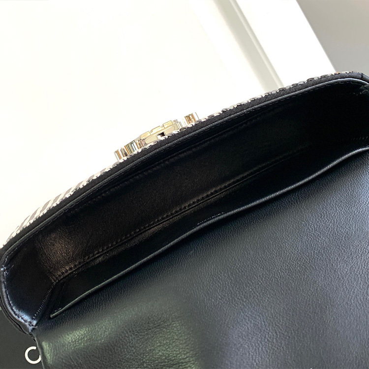 CELINE CLAUDE striped sequin chain shoulder bag