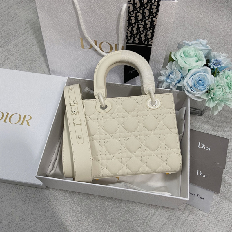Small Size Lady Dior My ABCDior Frosted cowhide Handbag 20CM