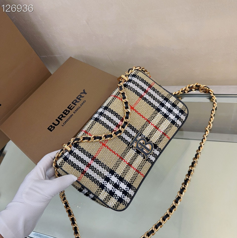 BURBERRY Vintage plaid Lola series large bag