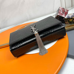 YSL KATE MEDIUM TASSEL IN CROCODILE-EMBOSSED LEATHER