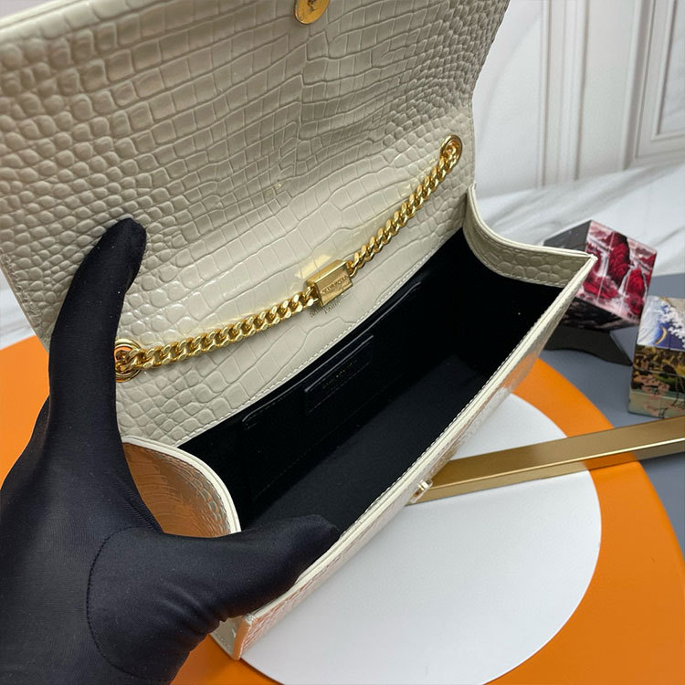 YSL KATE MEDIUM TASSEL IN CROCODILE-EMBOSSED LEATHER