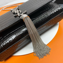 YSL KATE SMALL TASSEL IN CROCODILE-EMBOSSED LEATHER