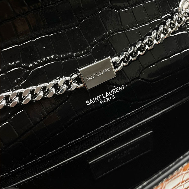 YSL KATE SMALL TASSEL IN CROCODILE-EMBOSSED LEATHER