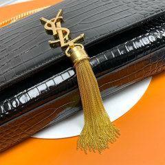 YSL KATE MEDIUM TASSEL IN CROCODILE-EMBOSSED LEATHER