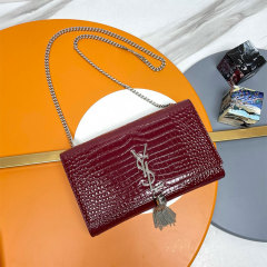 YSL KATE MEDIUM TASSEL IN CROCODILE-EMBOSSED LEATHER