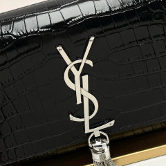 YSL KATE SMALL TASSEL IN CROCODILE-EMBOSSED LEATHER