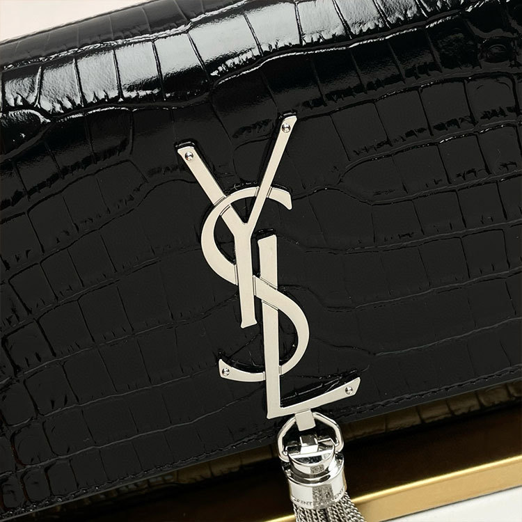 YSL KATE SMALL TASSEL IN CROCODILE-EMBOSSED LEATHER