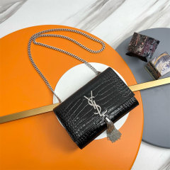 YSL KATE SMALL TASSEL IN CROCODILE-EMBOSSED LEATHER
