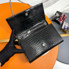 YSL KATE MEDIUM TASSEL IN CROCODILE-EMBOSSED LEATHER