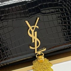 YSL KATE MEDIUM TASSEL IN CROCODILE-EMBOSSED LEATHER