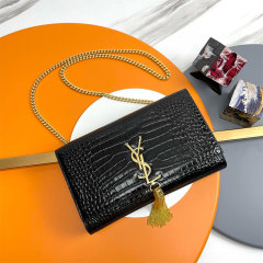 YSL KATE MEDIUM TASSEL IN CROCODILE-EMBOSSED LEATHER