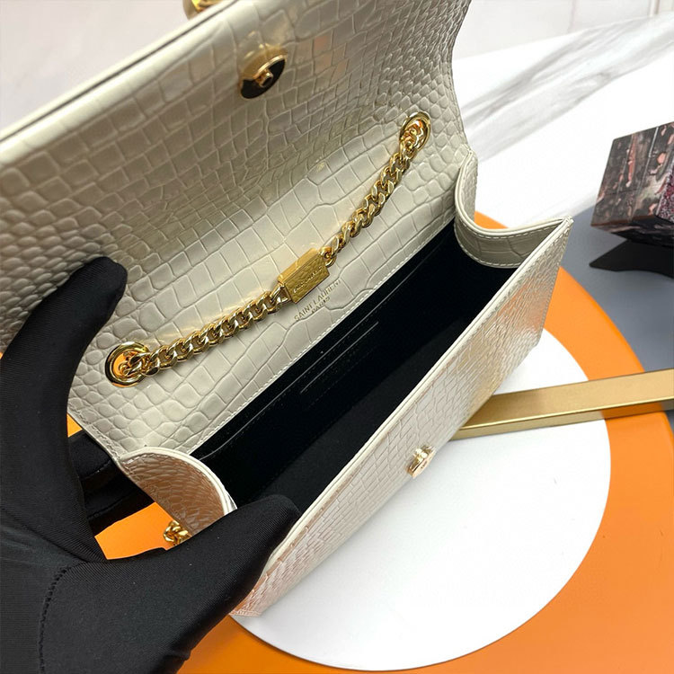YSL KATE SMALL TASSEL IN CROCODILE-EMBOSSED LEATHER