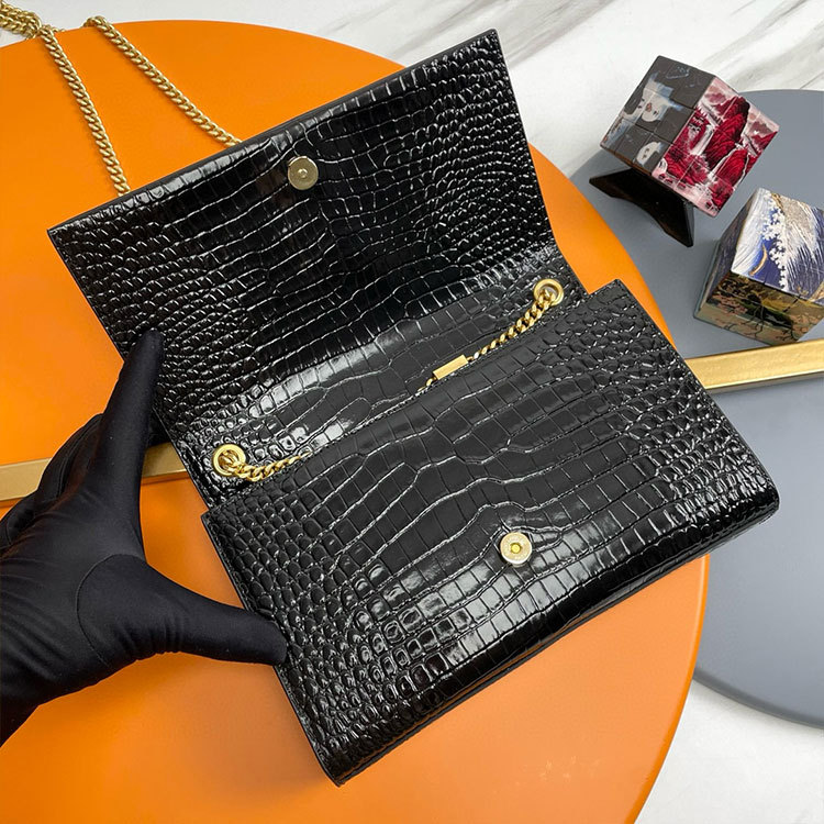 YSL KATE MEDIUM TASSEL IN CROCODILE-EMBOSSED LEATHER