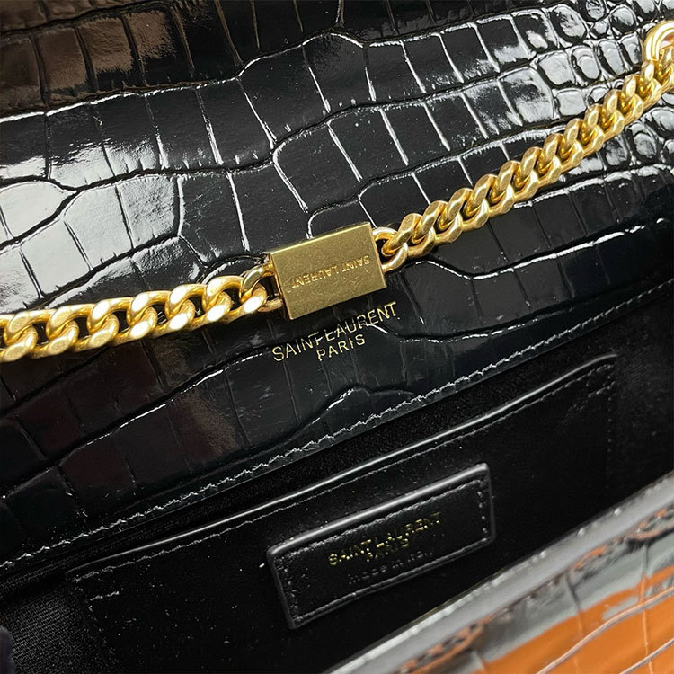 YSL KATE MEDIUM TASSEL IN CROCODILE-EMBOSSED LEATHER