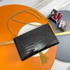 YSL KATE MEDIUM TASSEL IN CROCODILE-EMBOSSED LEATHER