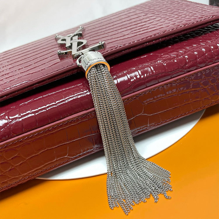 YSL KATE MEDIUM TASSEL IN CROCODILE-EMBOSSED LEATHER