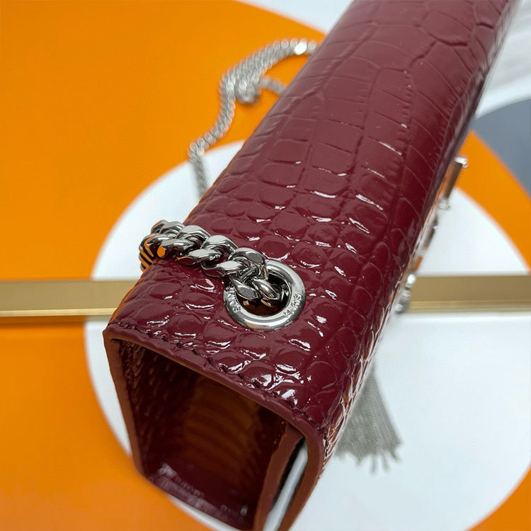 YSL KATE MEDIUM TASSEL IN CROCODILE-EMBOSSED LEATHER
