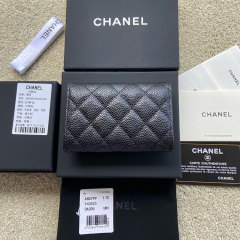 CHANEL Grain calf leather wallet