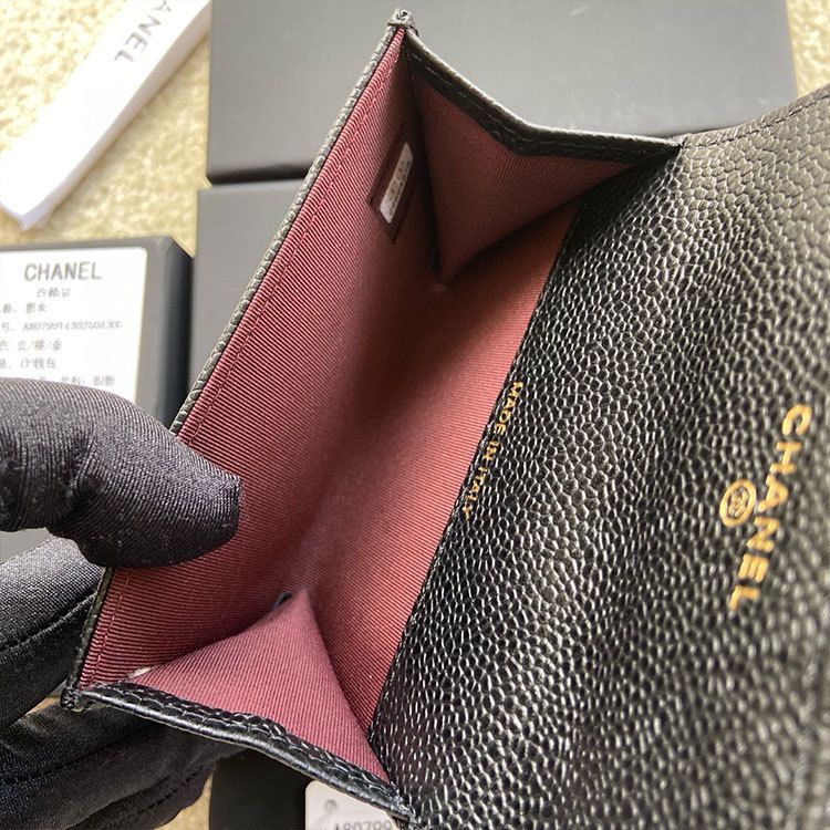 CHANEL Grain calf leather wallet