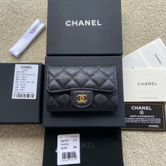 CHANEL Grain calf leather wallet