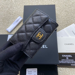 CHANEL Grain calf leather wallet