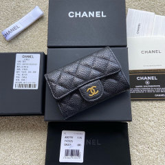 CHANEL Grain calf leather wallet