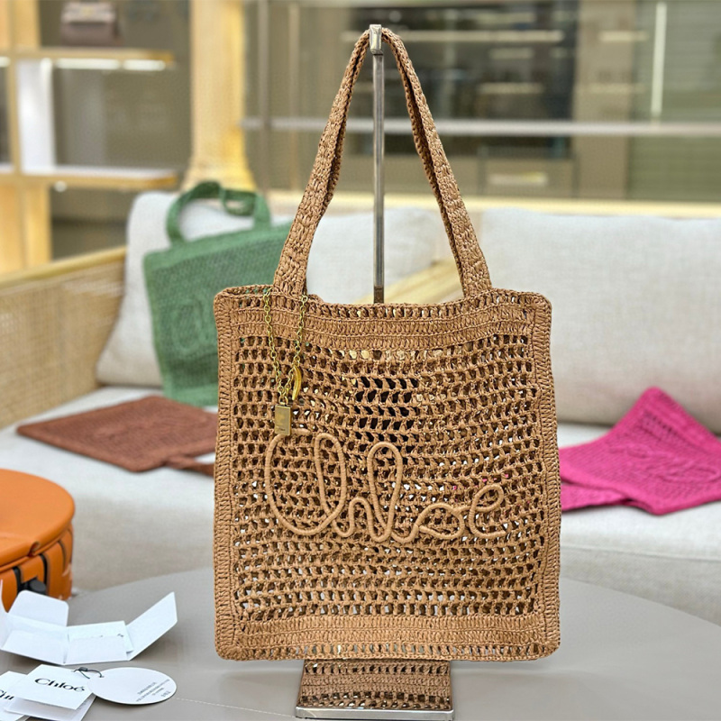 Chloé Summer Banana Tote Bag In Raffia