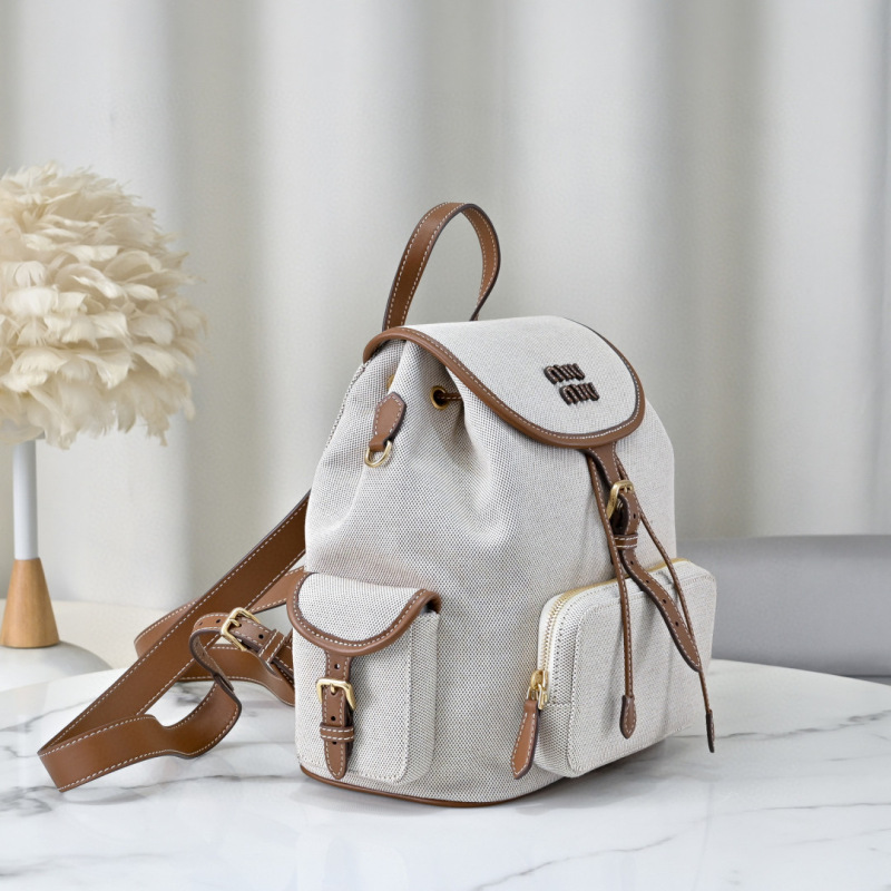 MIU MIU Canvas and Leather Backpack
