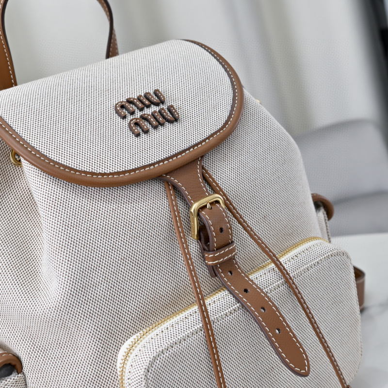 MIU MIU Canvas and Leather Backpack