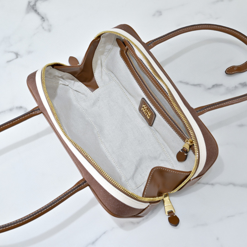 MIU MIU Beau Canvas and Leather bag