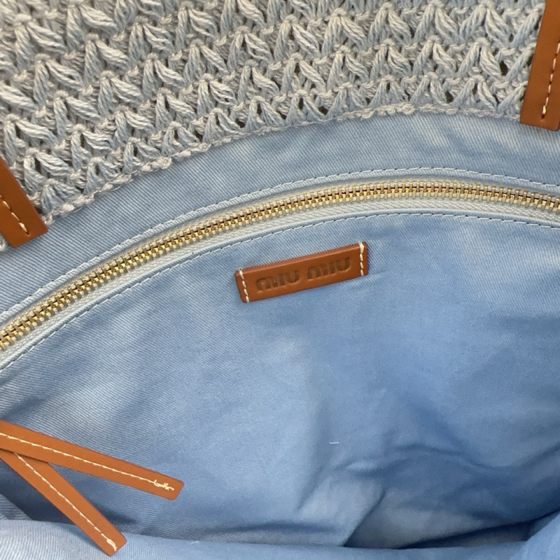 MIU MIU Raffia-effect Woven Tote Bag