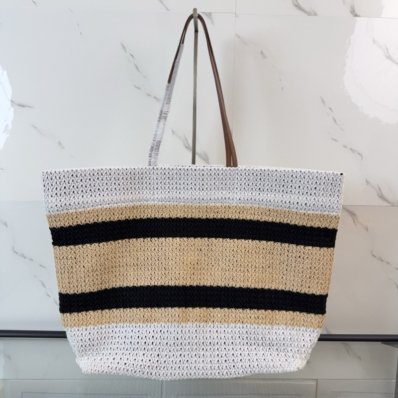 MIU MIU Raffia-effect Woven Tote Bag