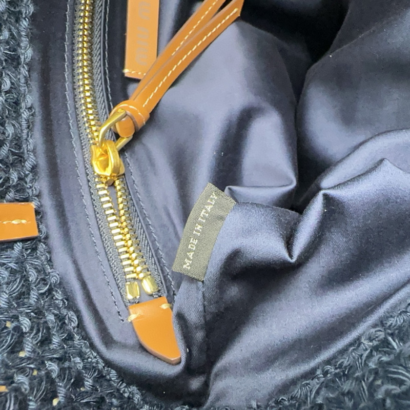 MIU MIU Raffia-effect Woven Tote Bag