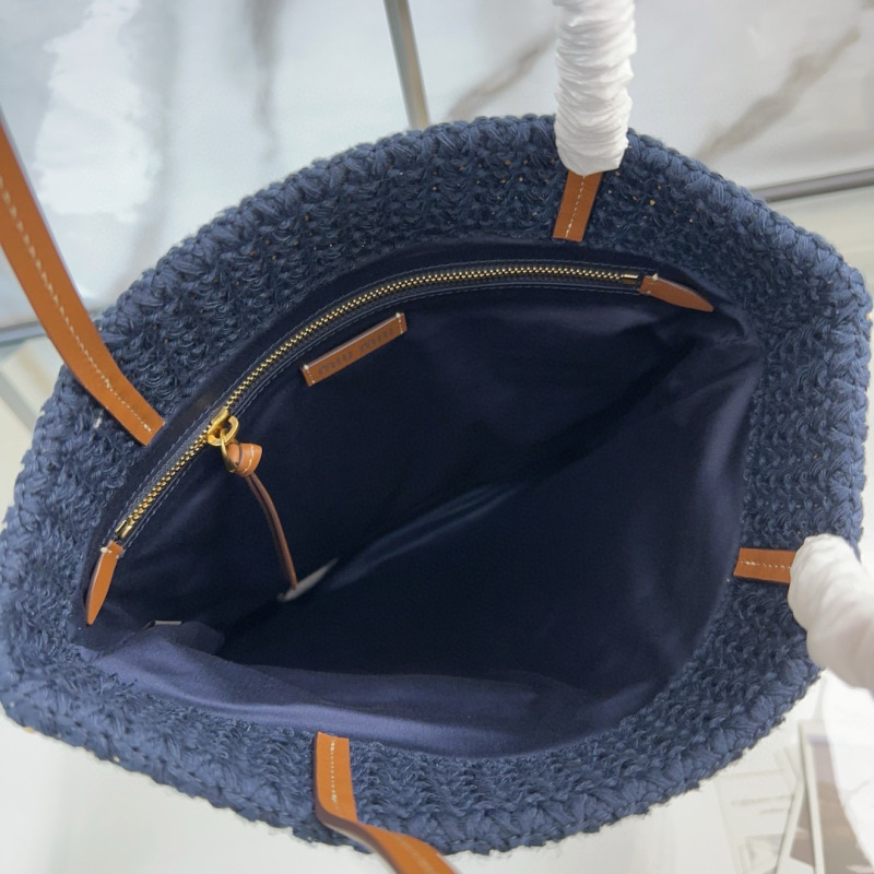 MIU MIU Raffia-effect Woven Tote Bag