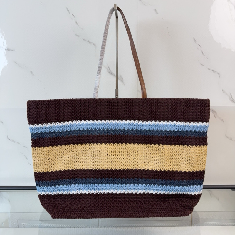 MIU MIU Raffia-effect Woven Tote Bag