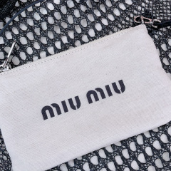 MIU MIU IVY Raffia-effect and Linen Bag