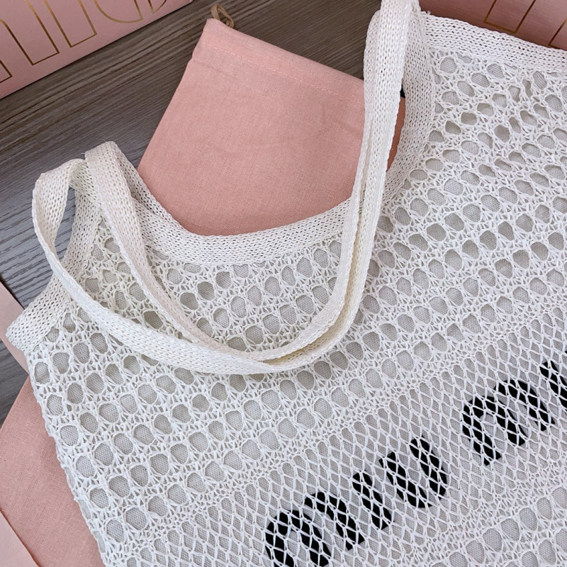 MIU MIU IVY Raffia-effect and Linen Bag