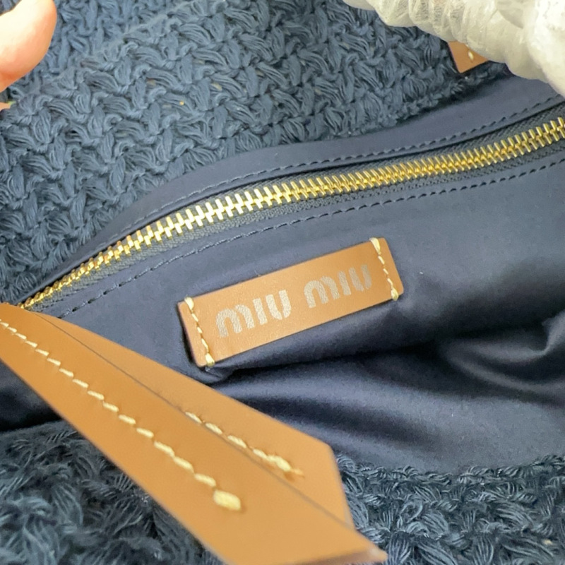 MIU MIU Raffia-effect Woven Tote Bag
