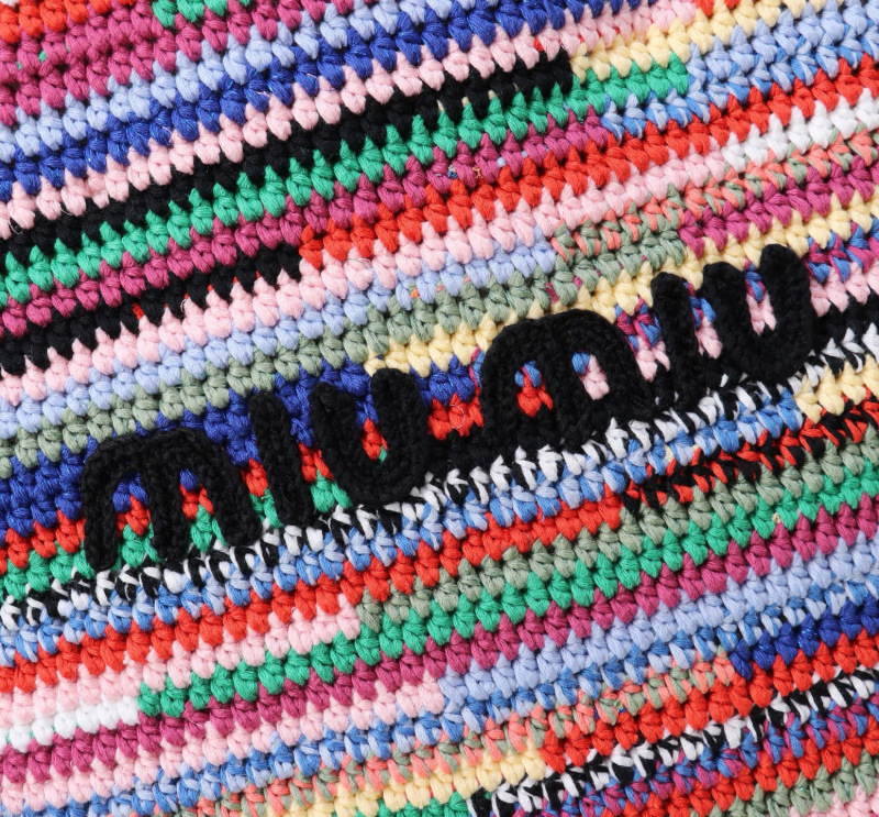 MIU MIU Raffia-effect Woven Tote Bag