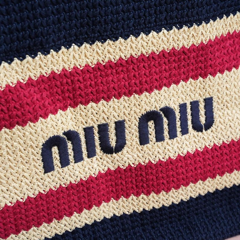 MIU MIU Raffia-effect Woven Tote Bag