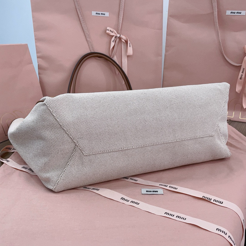 MIU MIU Ivy Canvas And Leather Tote Bag