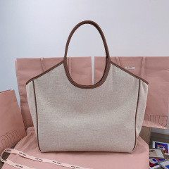 MIU MIU Ivy Canvas And Leather Tote Bag
